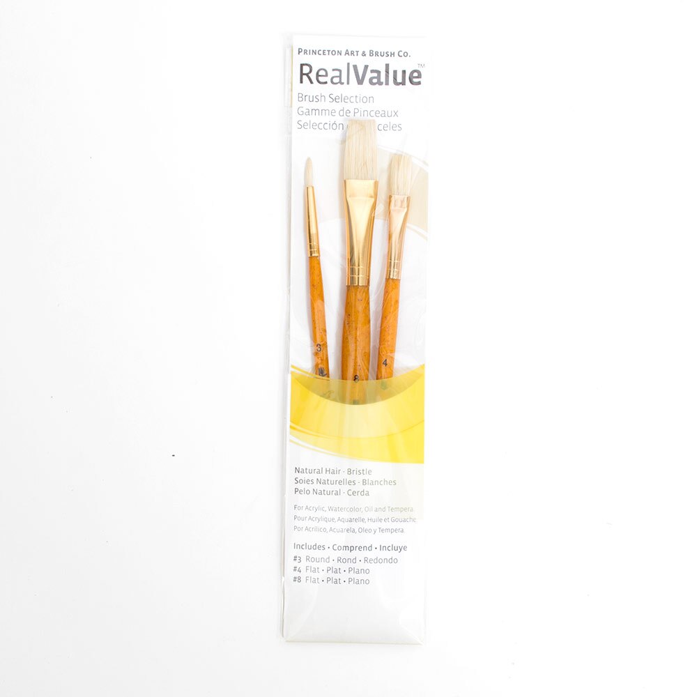 Princeton, Real Value, Camel, Brush, 3 Piece, Bristle, Pack